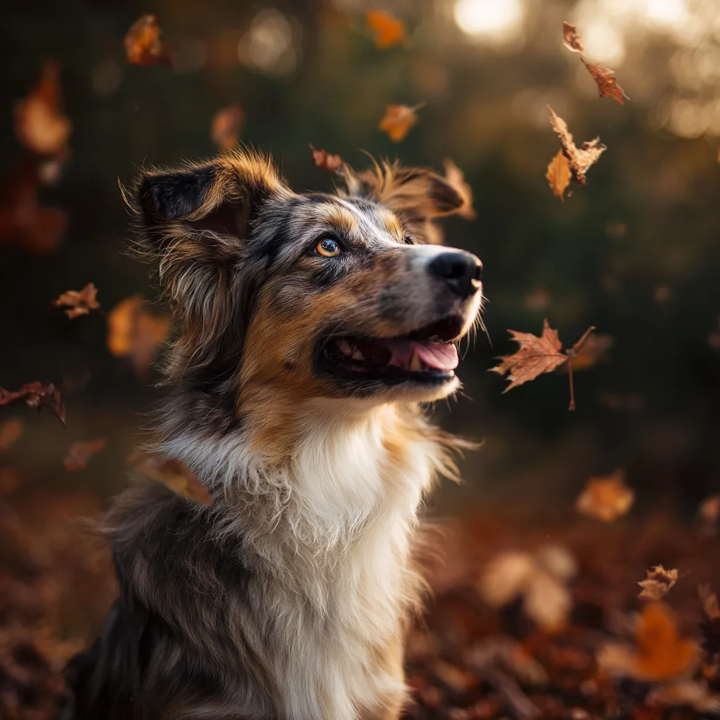 Fall foliage dog portrait Rockland MA