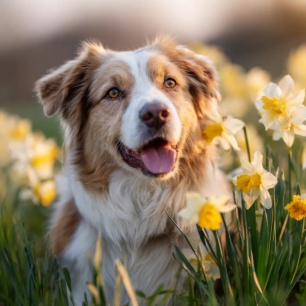 Spring dog portrait with flowers Rockland MA