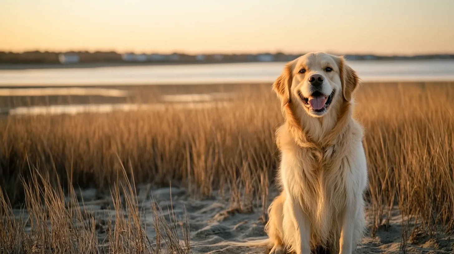 Dog photography gift session at Humarock Beach and South River salt marsh in Marshfield Massachusetts